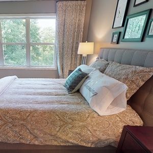 Pottery Barn queen size bedding, curtains and rods - beautiful collection!